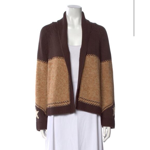 The Great. The Cowgirl Cardigan Western Cowboy Brown Russet Cotton Blend S - Picture 3 of 4